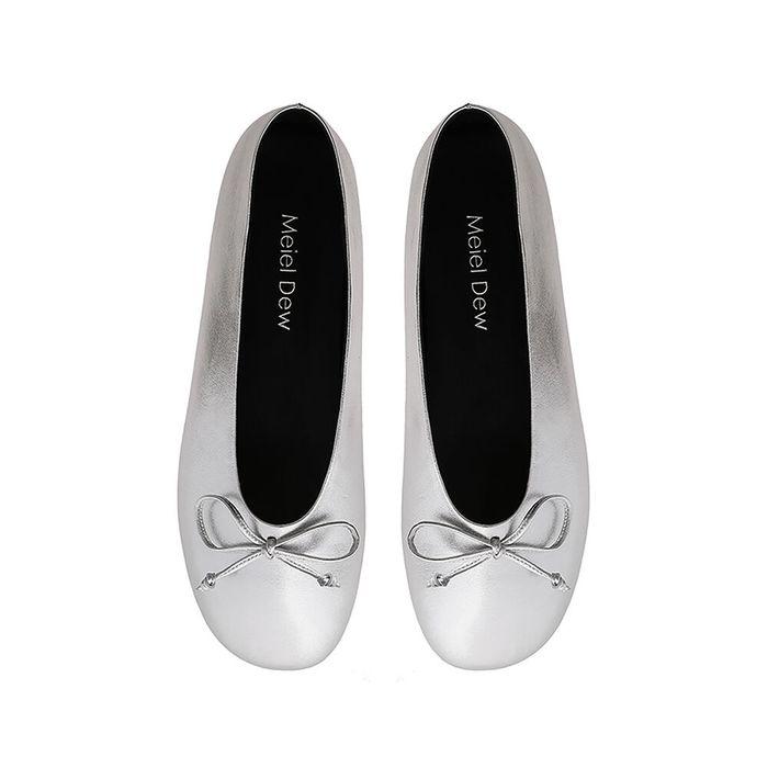 MD1112f Ballerina Ribbon Flats_Sliver