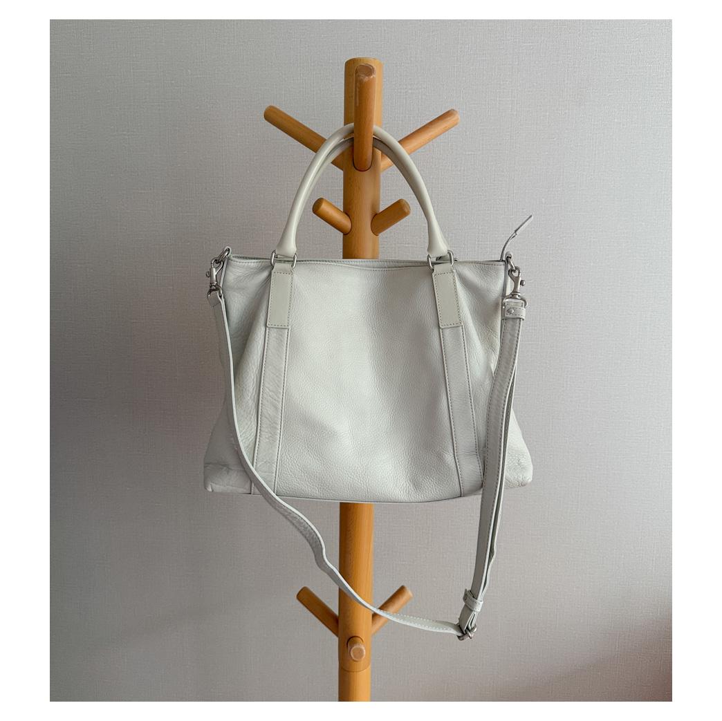MARGARET HOWELL - 2way Leather Tote Shoulder Bag (White Ivory)