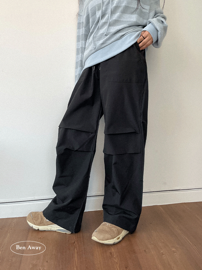 [1+1할인] 킵 핀턱 와이드 나일론 팬츠 3C