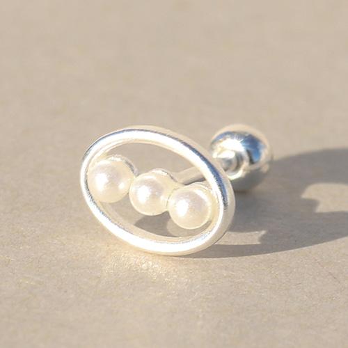 925실버 프릴 오벌라운드 진주 피어싱