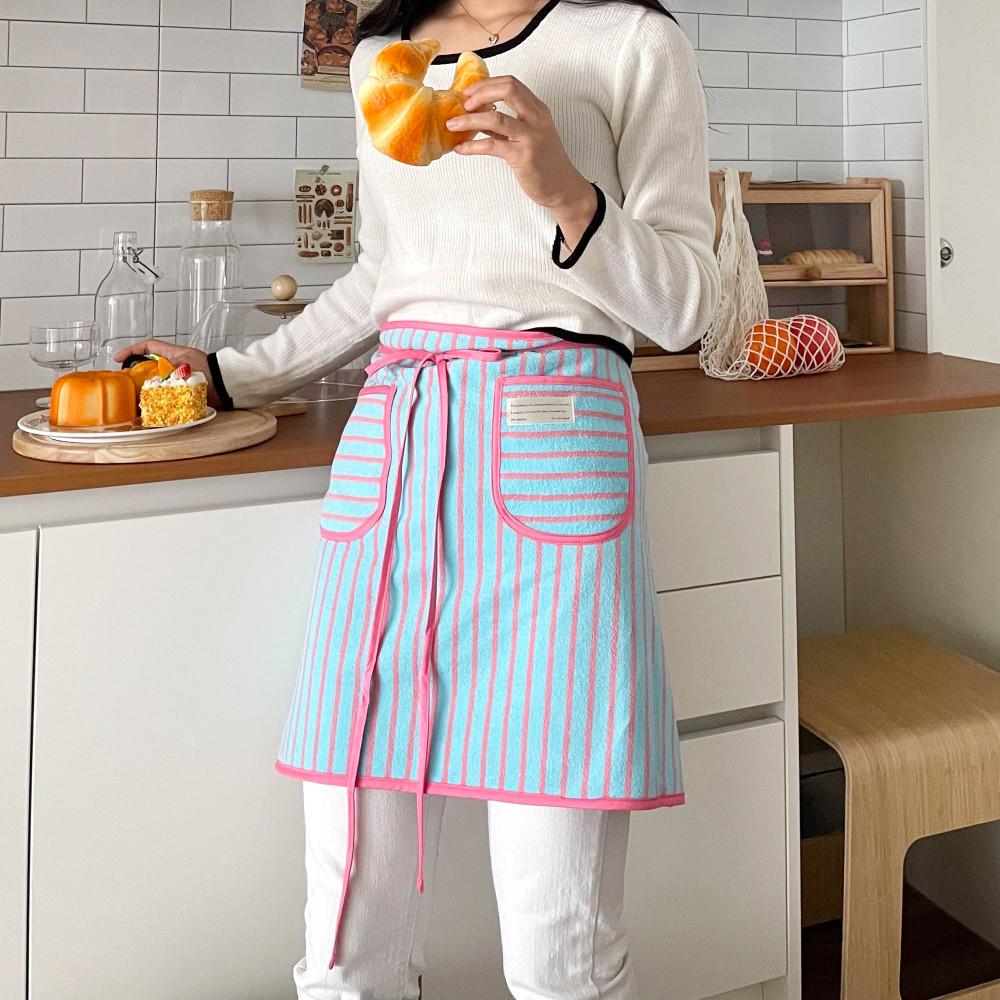 비비 테리 허리앞치마 어린이집 카페 바리스타 미용 주방 타월 반 앞치마 에이프런