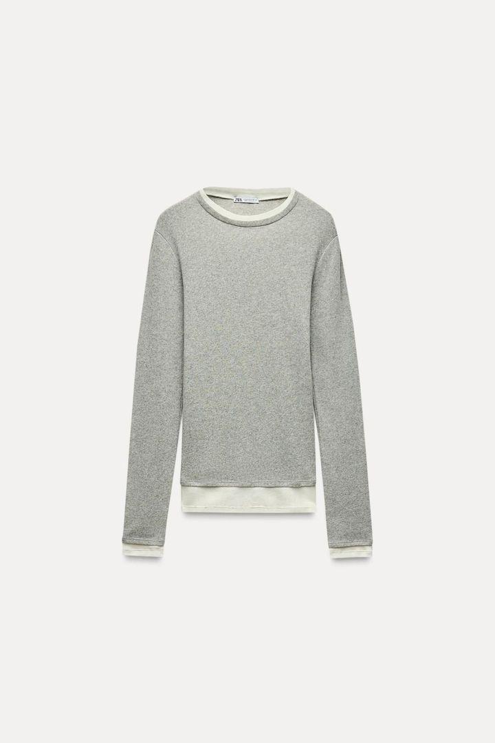 자라 더블 레이어 티셔츠 5644/997 GREY MARL