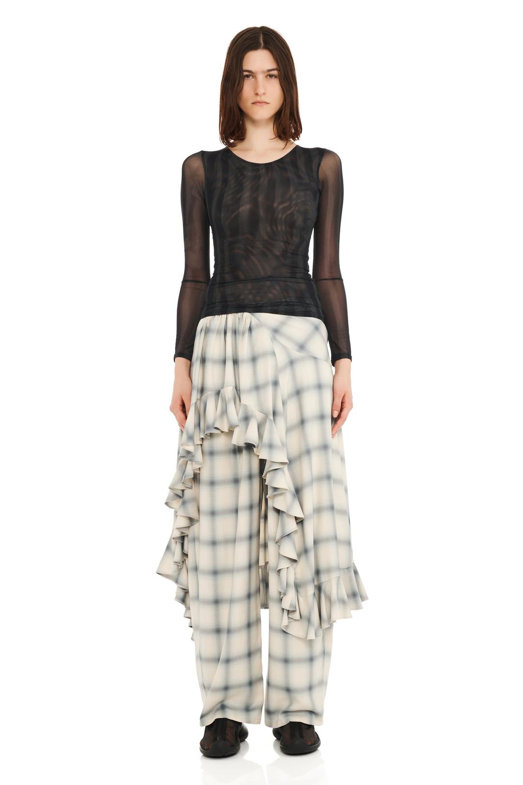 BLACK WAVY FLOWER STRIPE CARDIO CREW - SMALL