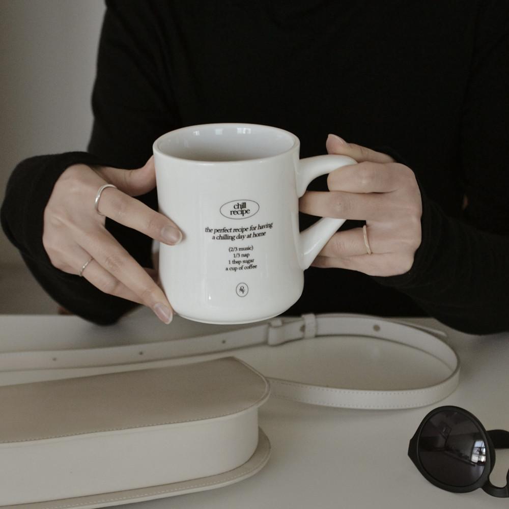 chill recipe 머그컵 레터링 홈카페글라스 아메리카노유리컵 카페용커피잔 머그잔