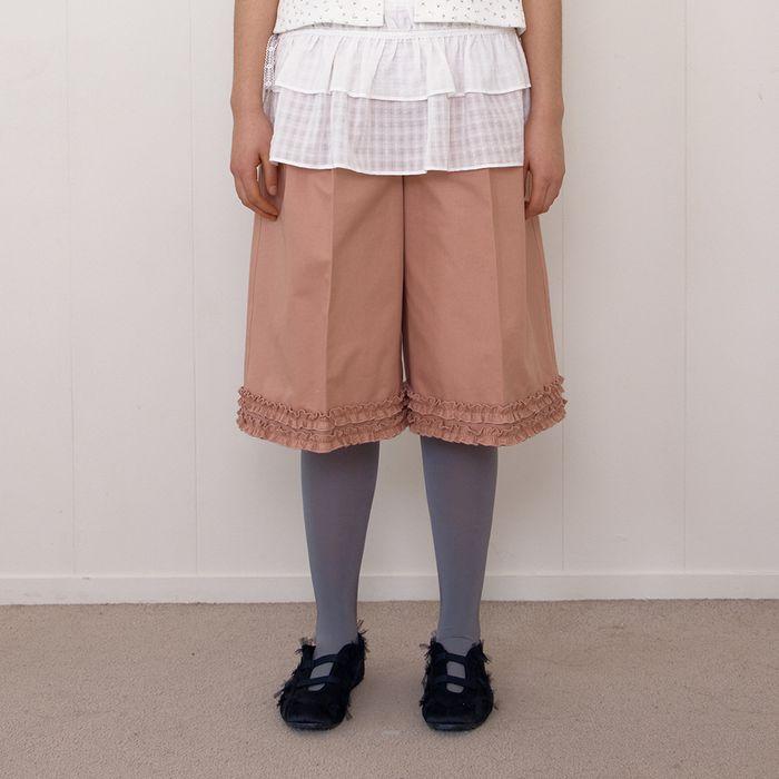 BERMUDA TWO TUCK FRILL PANTS_PINK