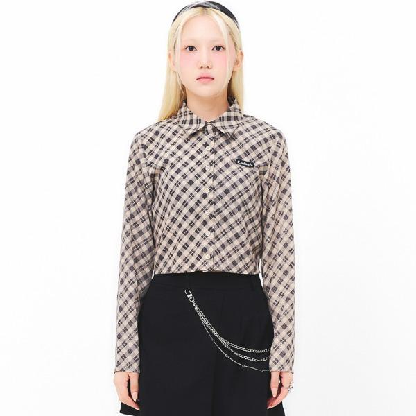 21 MINUTE CHECK CROP SHIRTS BEIGE