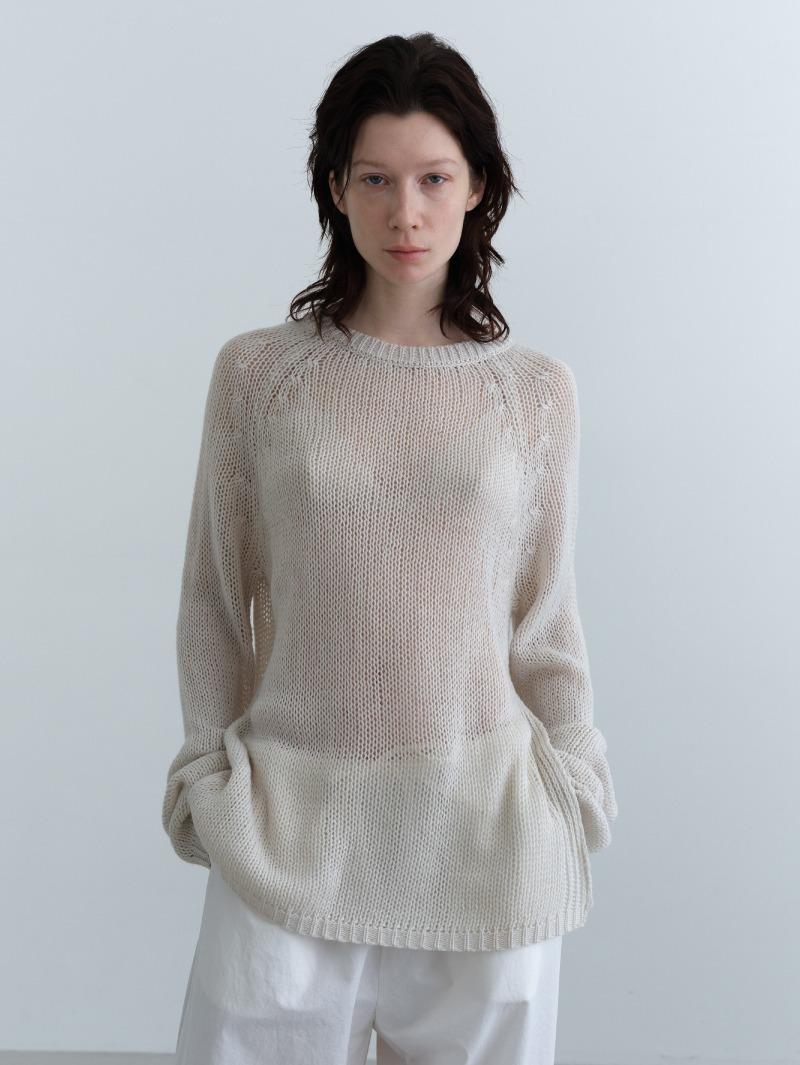 2nd /Side Slit Round Loose Knit (white)