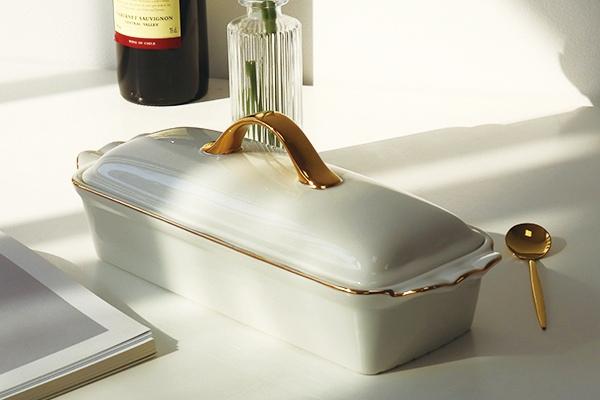 24k 골드 리뉴얼 도자기 직사각 수저통