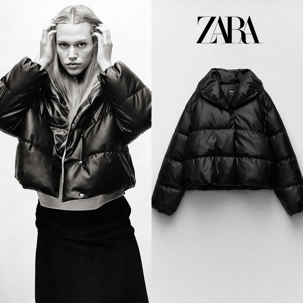 ZARA 에코레더 가죽 숏 패딩 점퍼 푸퍼