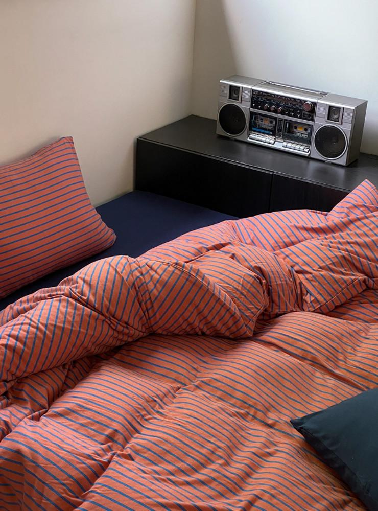 아메리칸 레트로 스트라이프 코튼 침구 커버 세트 4피스