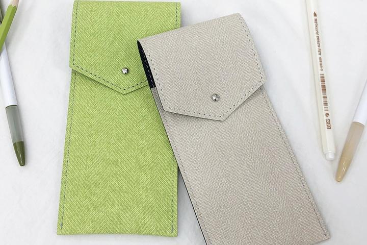 국내제작 슬림 펜파우치 가죽 헤링본 필통 학생 브러쉬 안경케이스