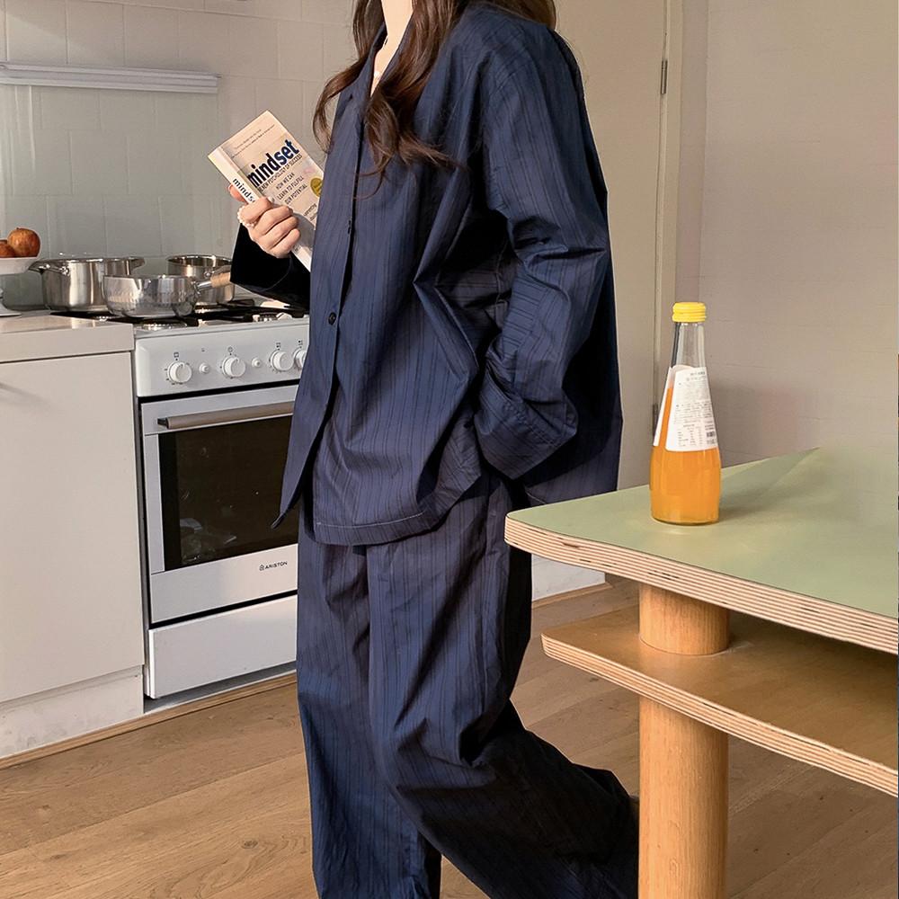 제이드 네이비 스트라이프 파자마 세트