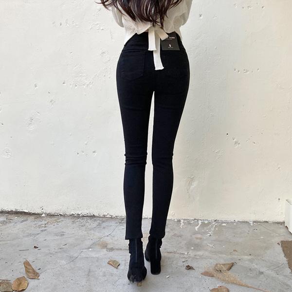 [당일발송/SALE] 코어 반하이 쫀쫀핏 속밴딩 코튼 기모 스키니 (2color)