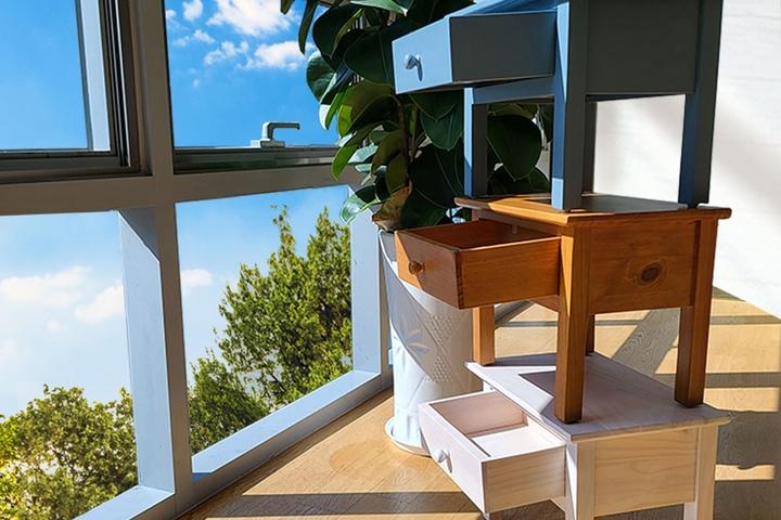 우든 빈티지 침대 수납 원목 협탁