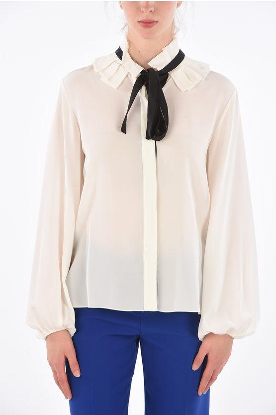 silk tie neck collar blouse