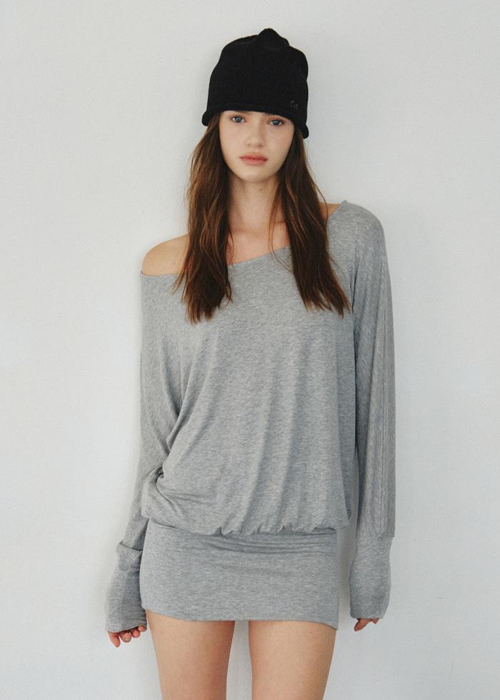 Soft Touch Off-Shoulder Relax Tee_CTT3005(Grey)