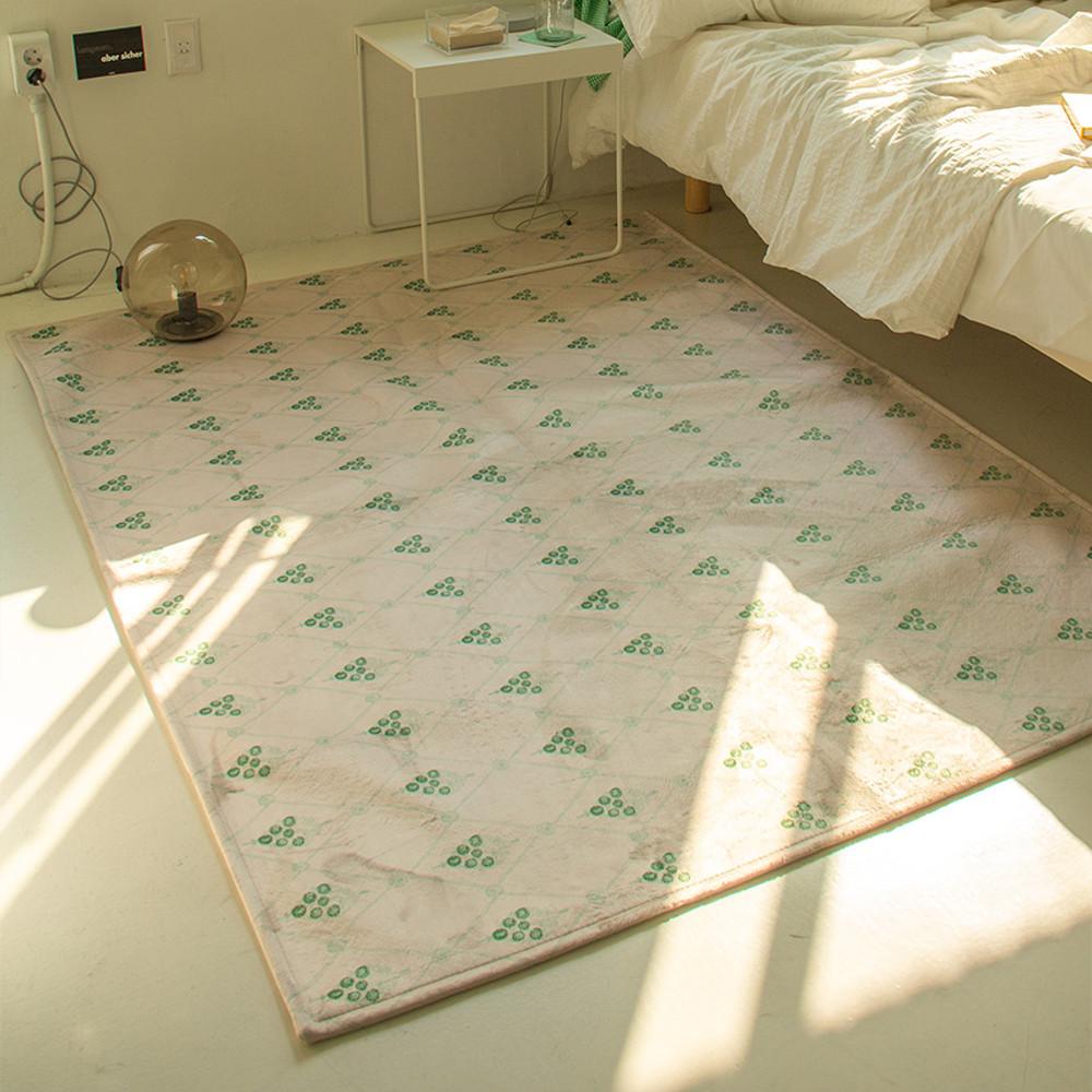 빈티지 드로잉 그린리프 사계절 단모 러그 발매트 카페트 3size