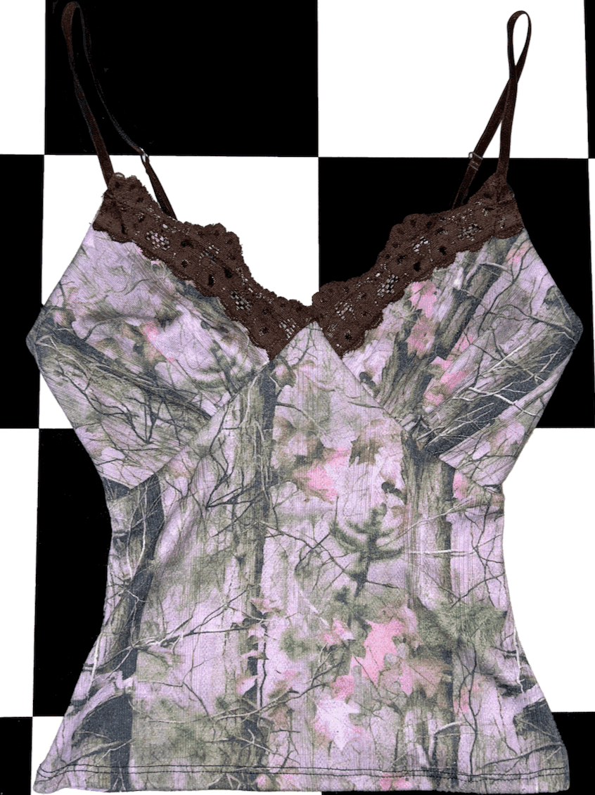 PINK CAMO POINTELLE CAMI