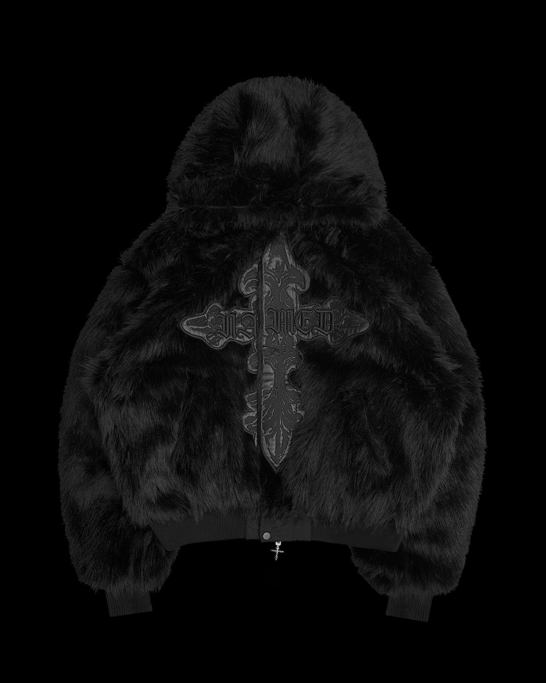 FERAL FAUX FUR REVERSIBLE BOMBER JACKET BLACK - XS