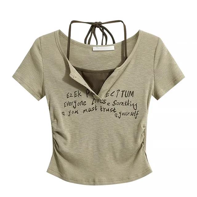 (당일발송)아메리칸 레터링 레이어드 반팔