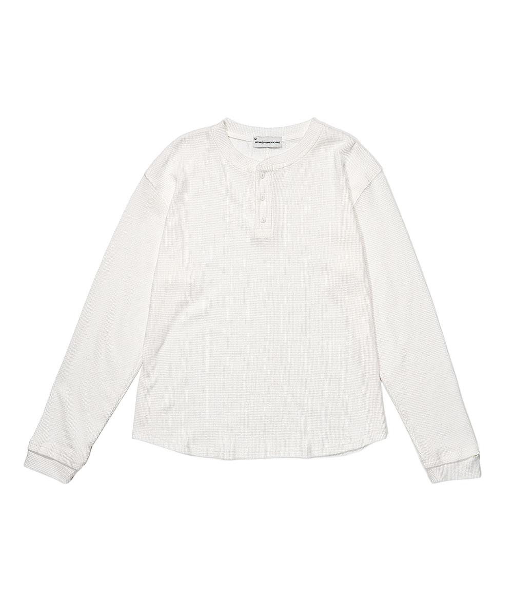 WAFFLE HENRY NECK TS IVORY