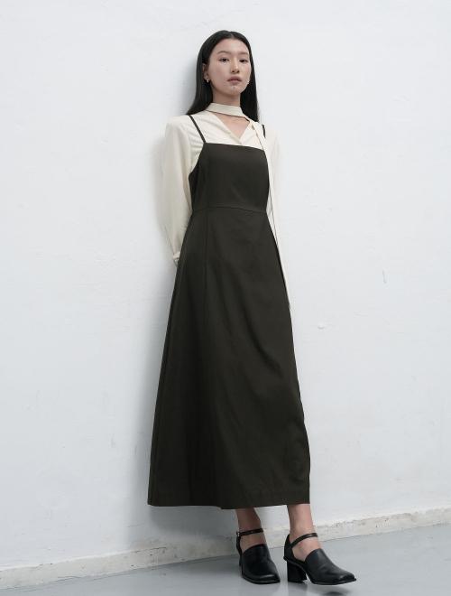레이어드 스트링 맥시 롱 원피스 [KHAKI] / WBE3L15507