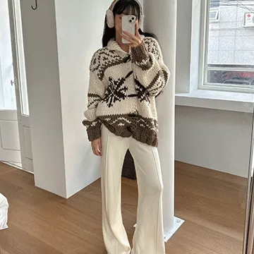 라인 니트 와이드팬츠