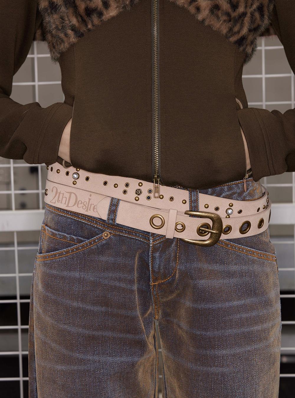 Punk Letter Suede Belt (3color)