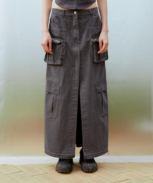 카고 롱 스커트 (차콜)