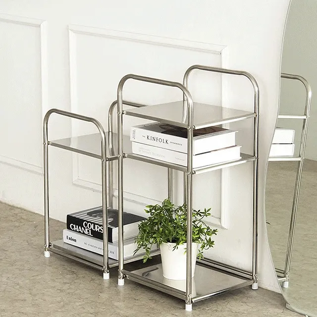 [홈데코/인테리어]스테인리스 스틸 사각 사이드 다용도 실용성 협탁 테이블