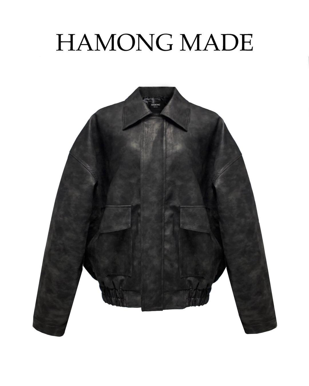 하몽 당일배송 [Made] Rene leather jacket -black