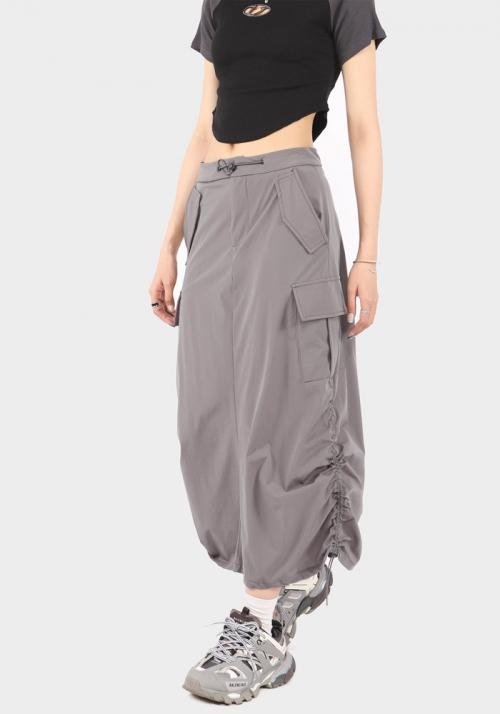 레트로 사이드 스트링 디자인 롱 스커트(WOMEN)