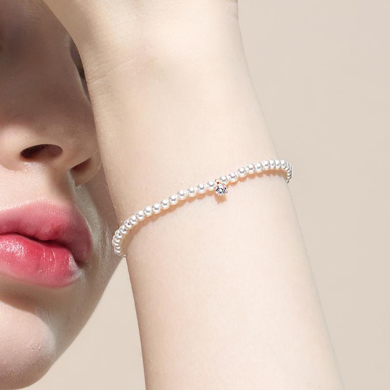 페어프린세스 스와로브스키 진주 팔찌 (14k)