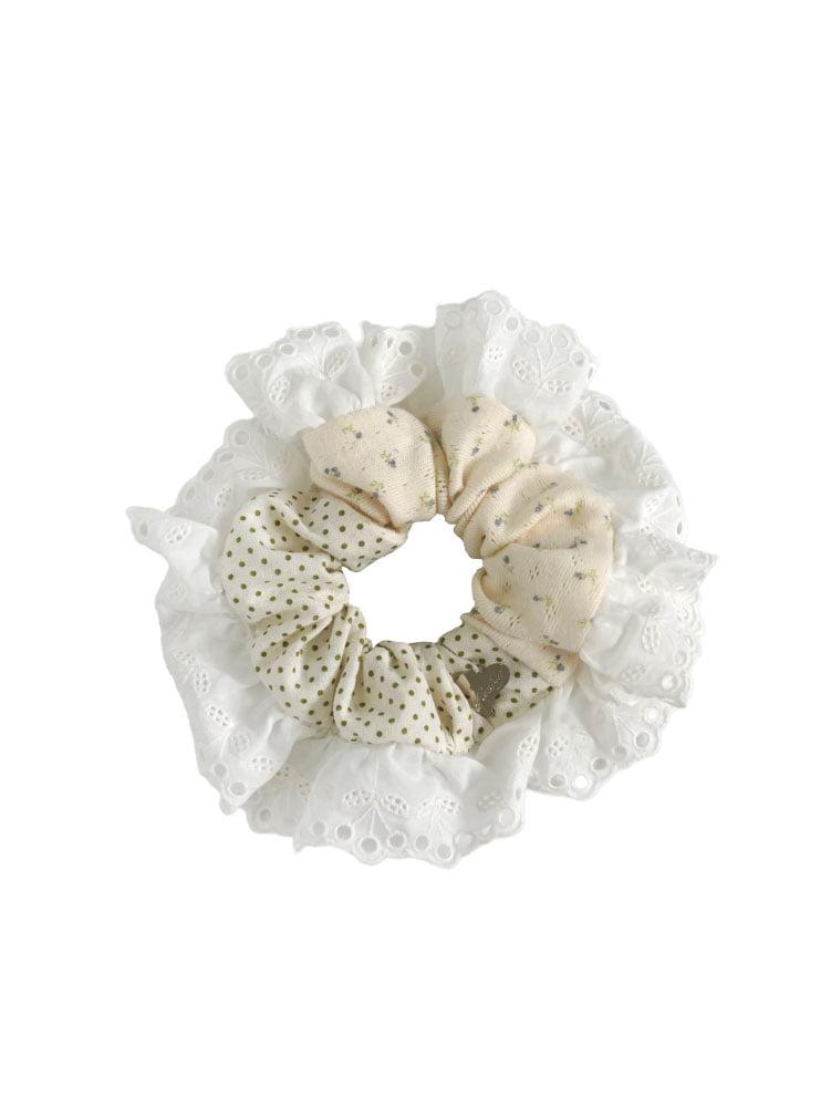Lace scrunchie_ivory