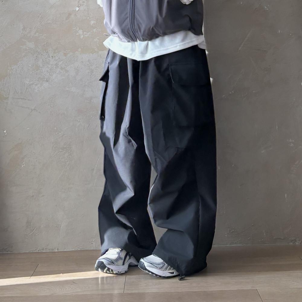 [빅사이즈/하비추천] 밴딩 와이드 파라슈트 카고팬츠 : 식스앤식스 SIXNSIX