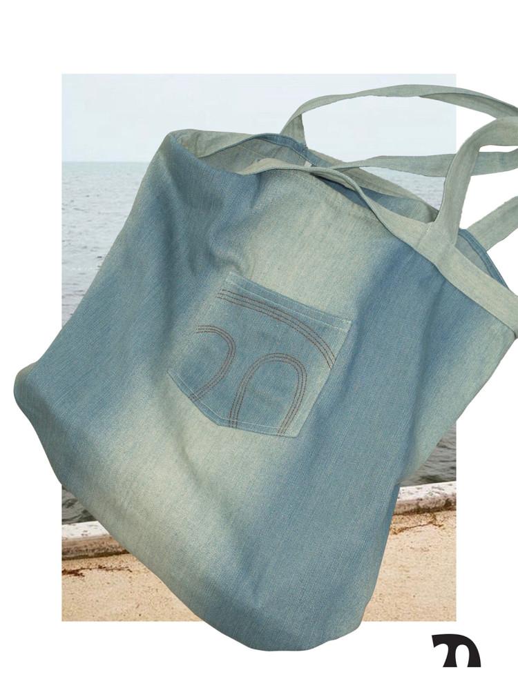 수심 Denim Eco Bag 데님 에코백 캔버스백 숄더 가방 힙한 y2k 백 데일리