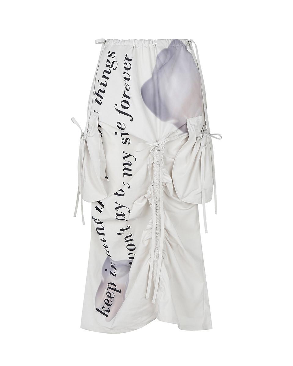 Wisdom Teeth Low Rise Ruched Skirt BEIGE