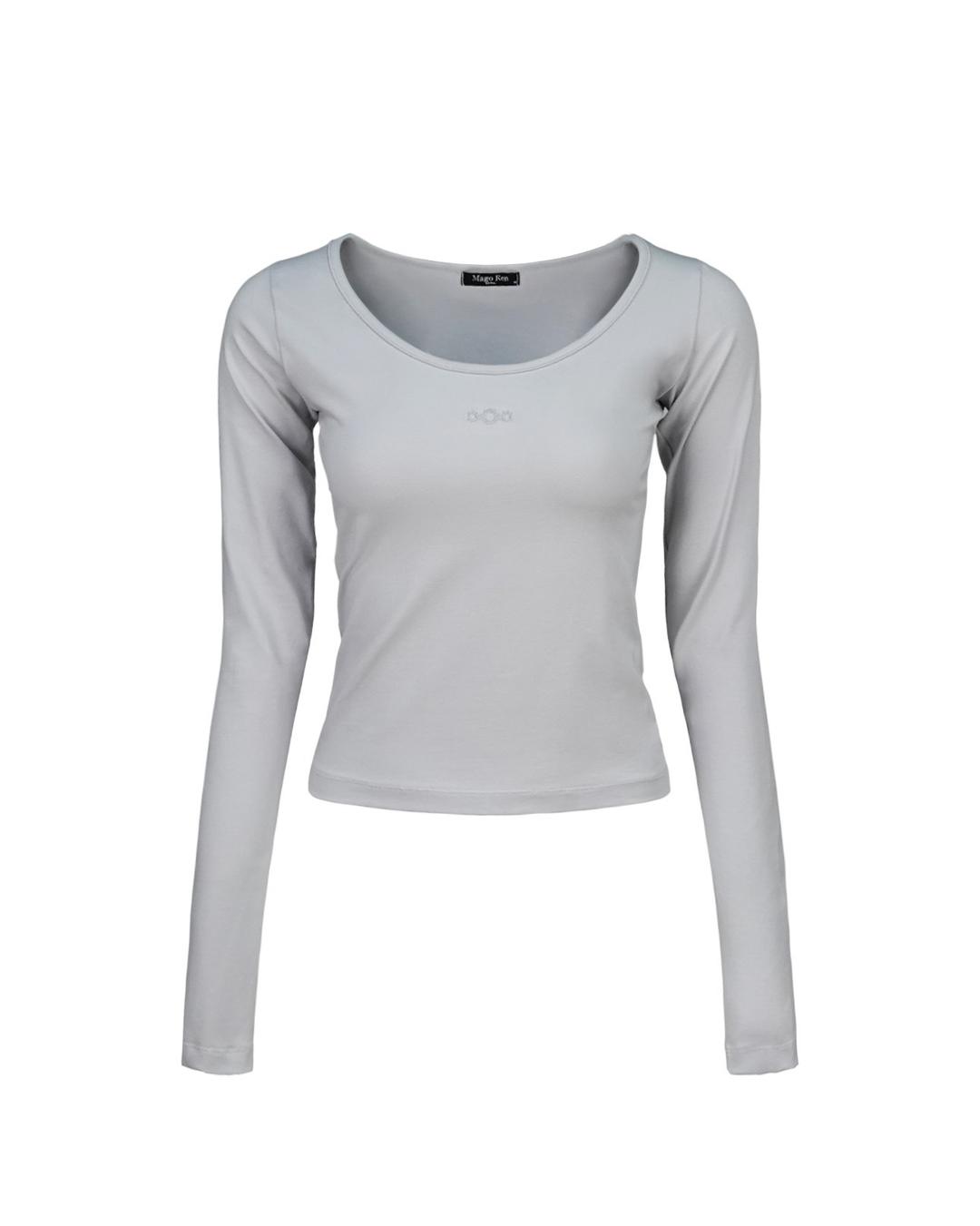 Triclipse embroidered U-neck long sleeve light gray