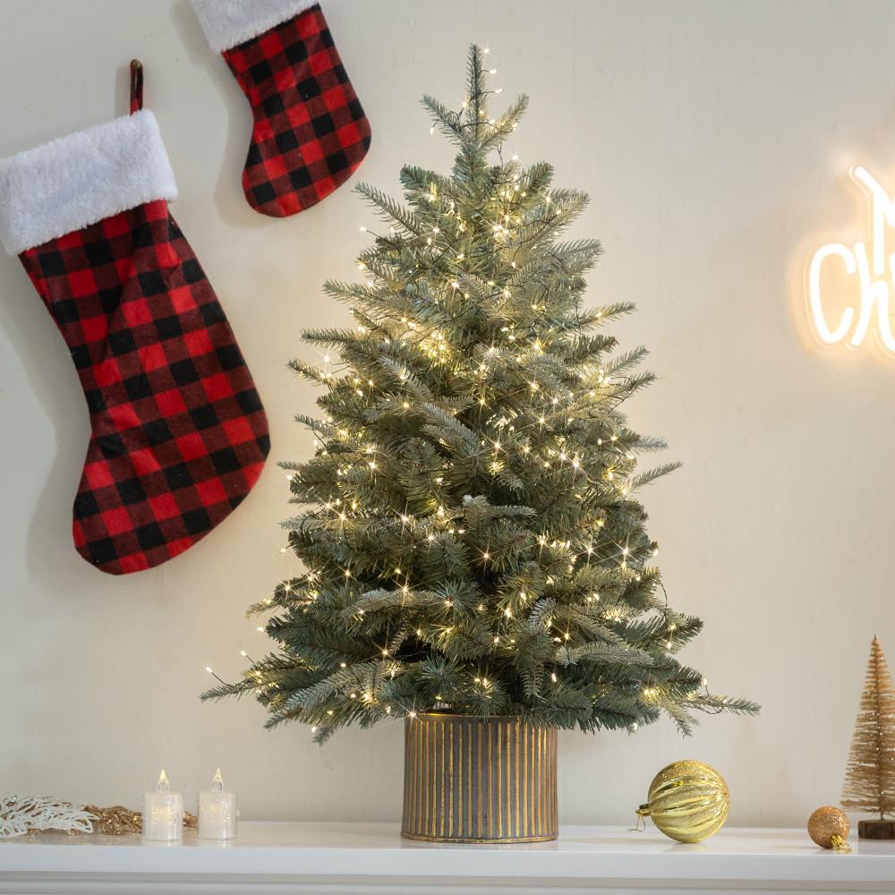 고급 회색빛 가득찬 화분트리 75cm 크리스마스 미니 나무 장식 소품