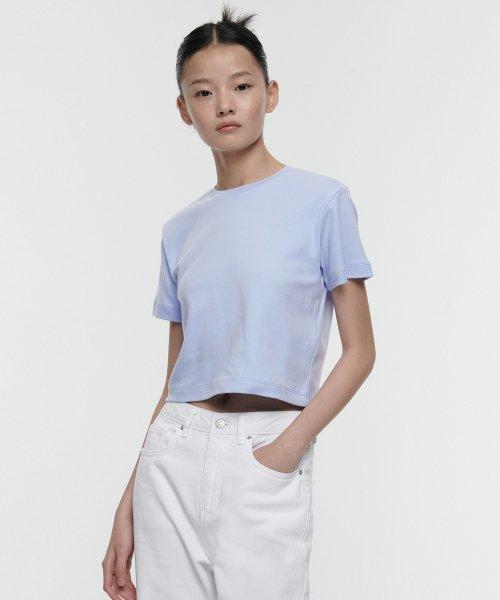 우먼즈 크루 넥 크롭 반팔 티셔츠 [세레니티 블루]