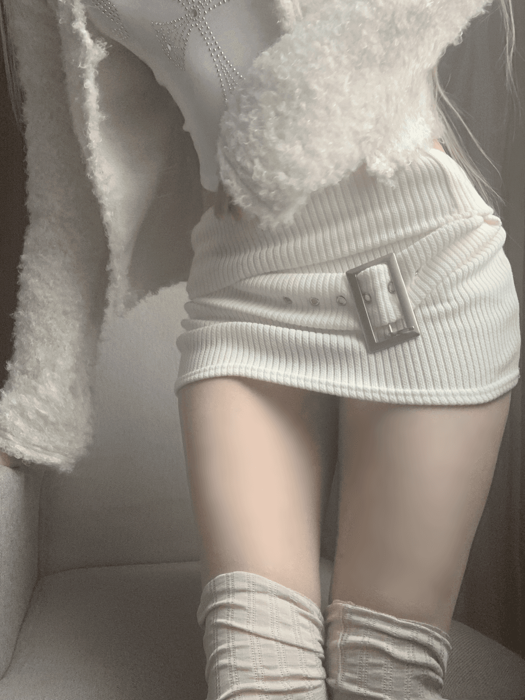 Gant Belt Knit Skirt (ivory)