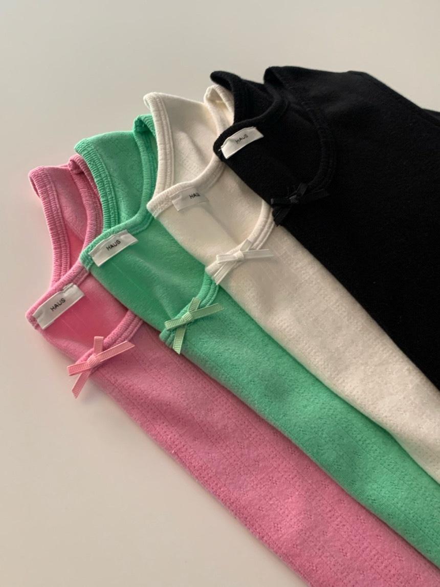 [아이 당일출고] haus 하우스 아일렛 리본 티셔츠(4color)