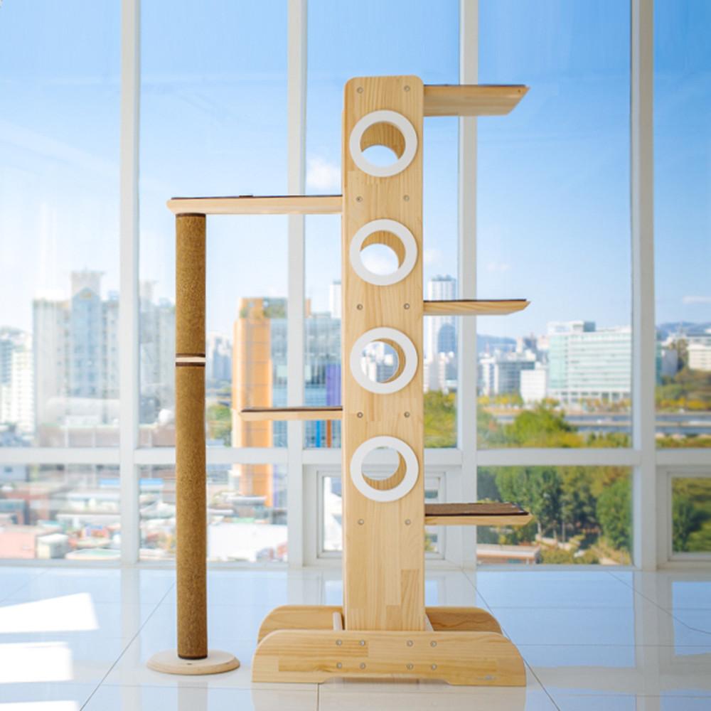 디어캣 링타워 캣폴 일체형 원목 캣타워 스크래쳐포함 기본형