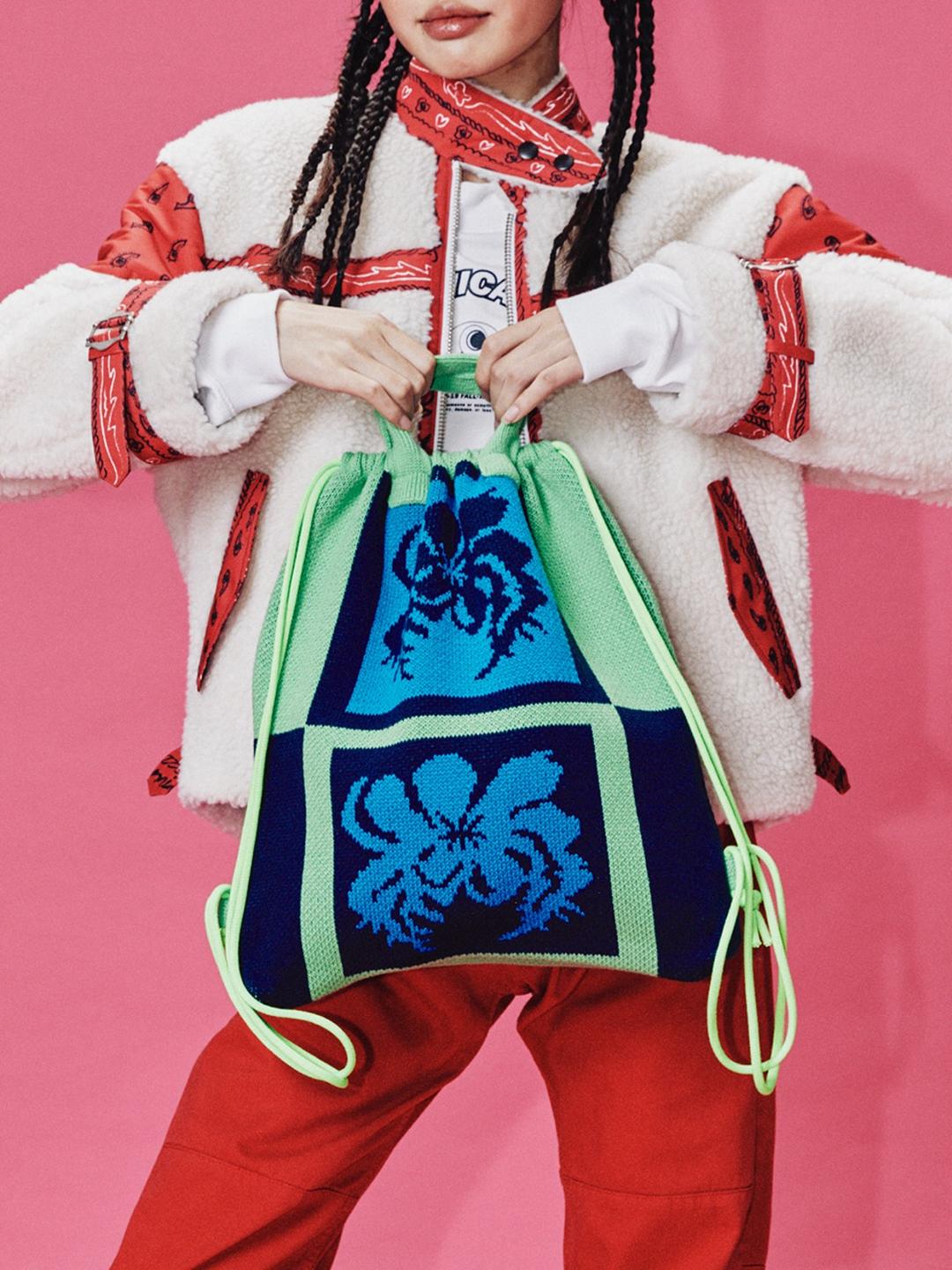 POPPY KNIT MULTI BACK PACK/GREEN