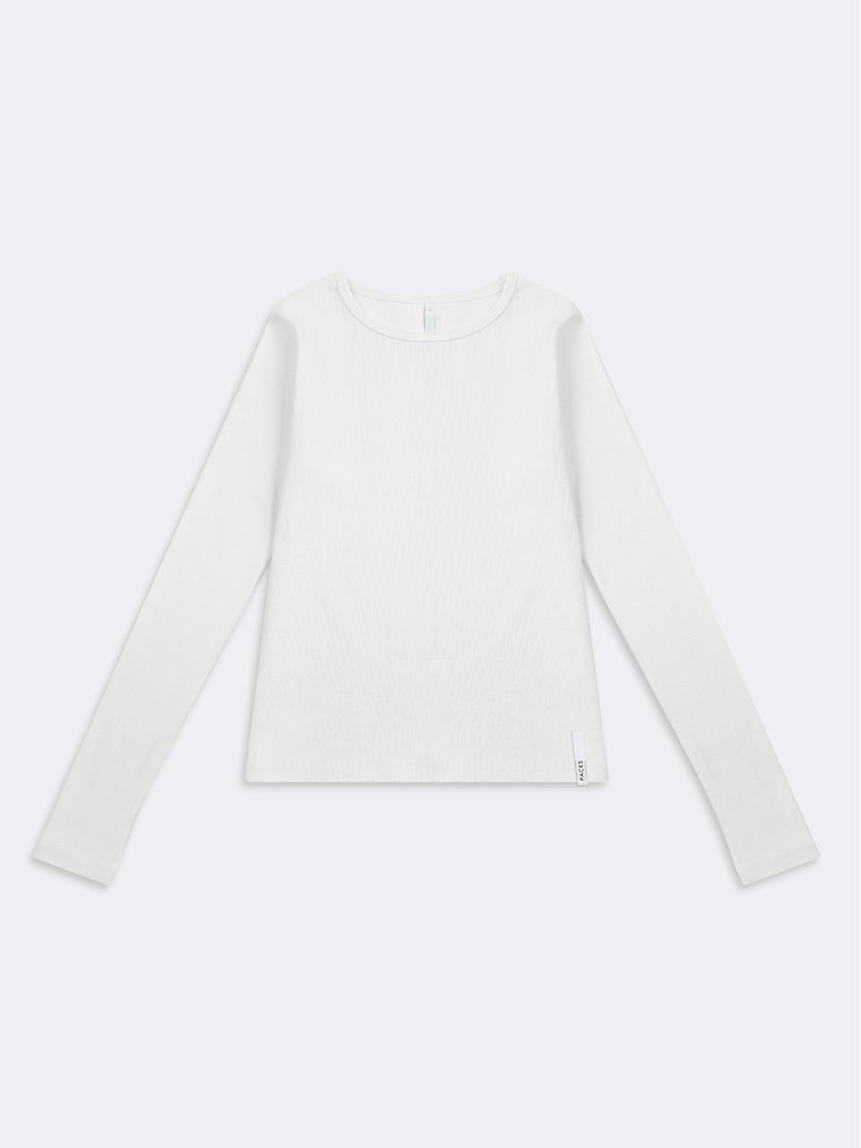 Binding Rib Long sleeve top White