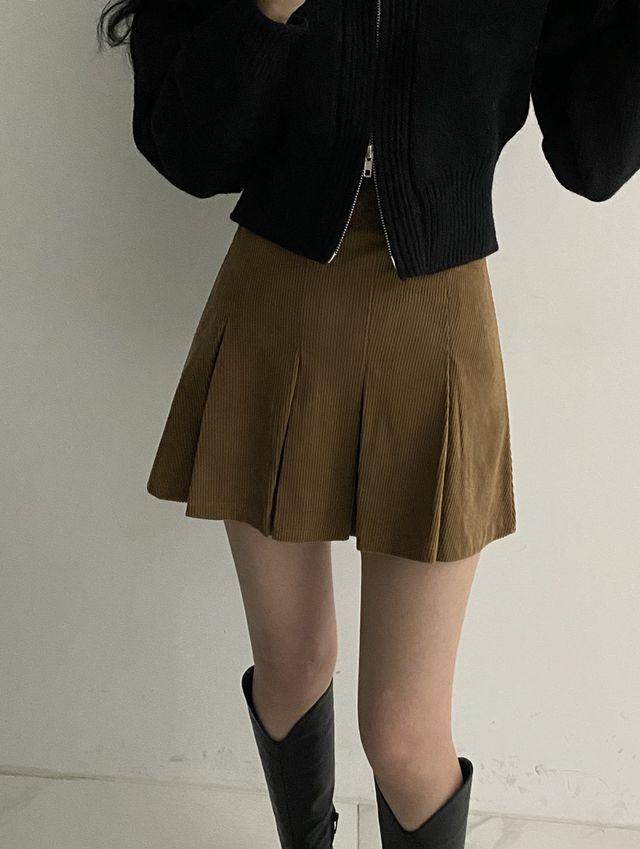 코듀로이 플리츠 스커트(치마바지)_메종셀린