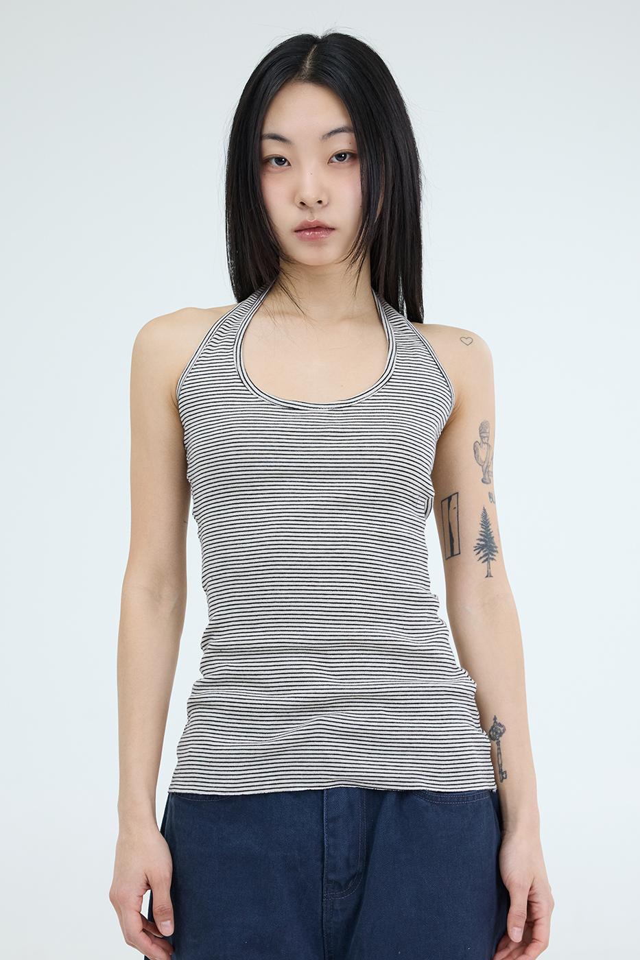 포르테나 원팁 스트라이프 홀터 탱크 탑