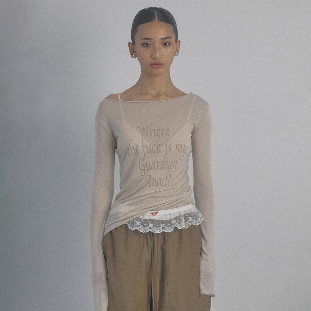 Lettering Tencel T-shirt Cream