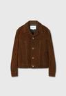 Calf Suede Western Trucker Jacket_ Brown