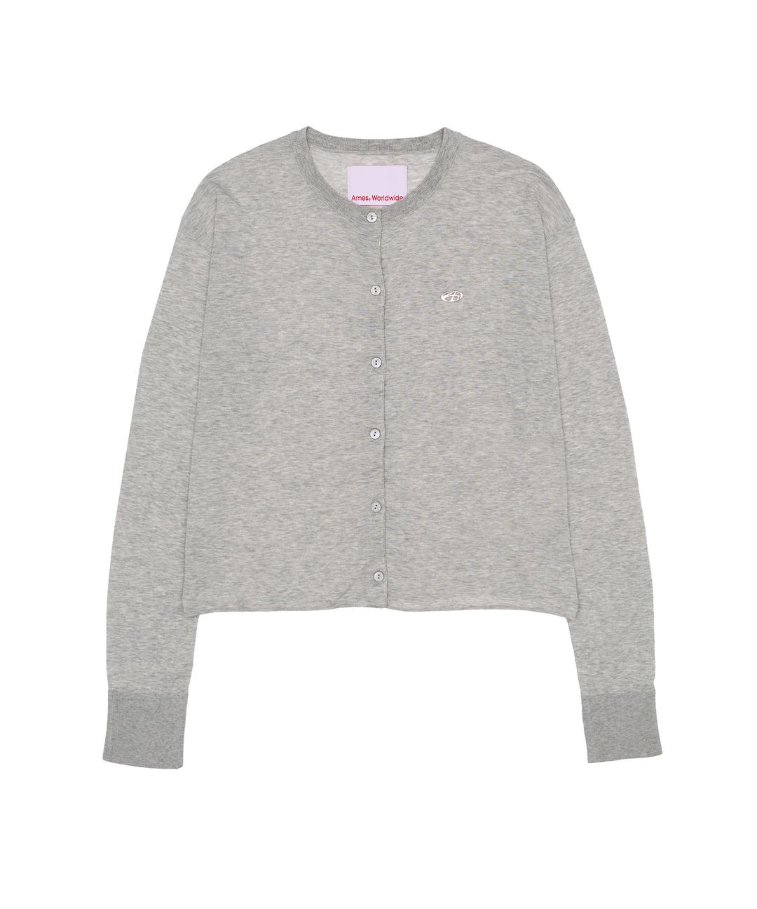 SHEER ROUND NECK CARDIGAN GREY